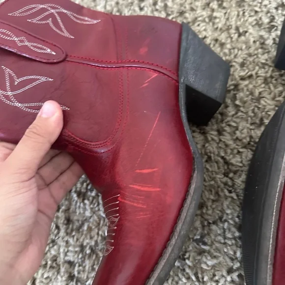 Red Western Ankle Boots - Picture 7 of 8